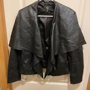 G by Giuliana faux leather jacket with zip on and off trim